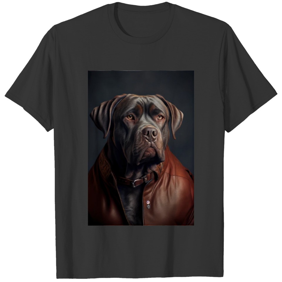 Cane Corso wearing leather jacket - Dog Breed Port T Shirts