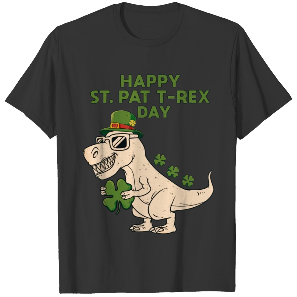 Kids Happy St Pat Trex Day Dino Patricks Day Lucky T Shirts