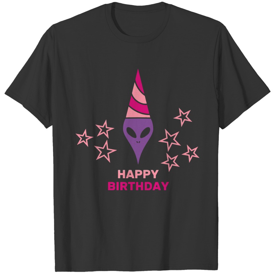 Happy Birthday Pink Alien T Shirts