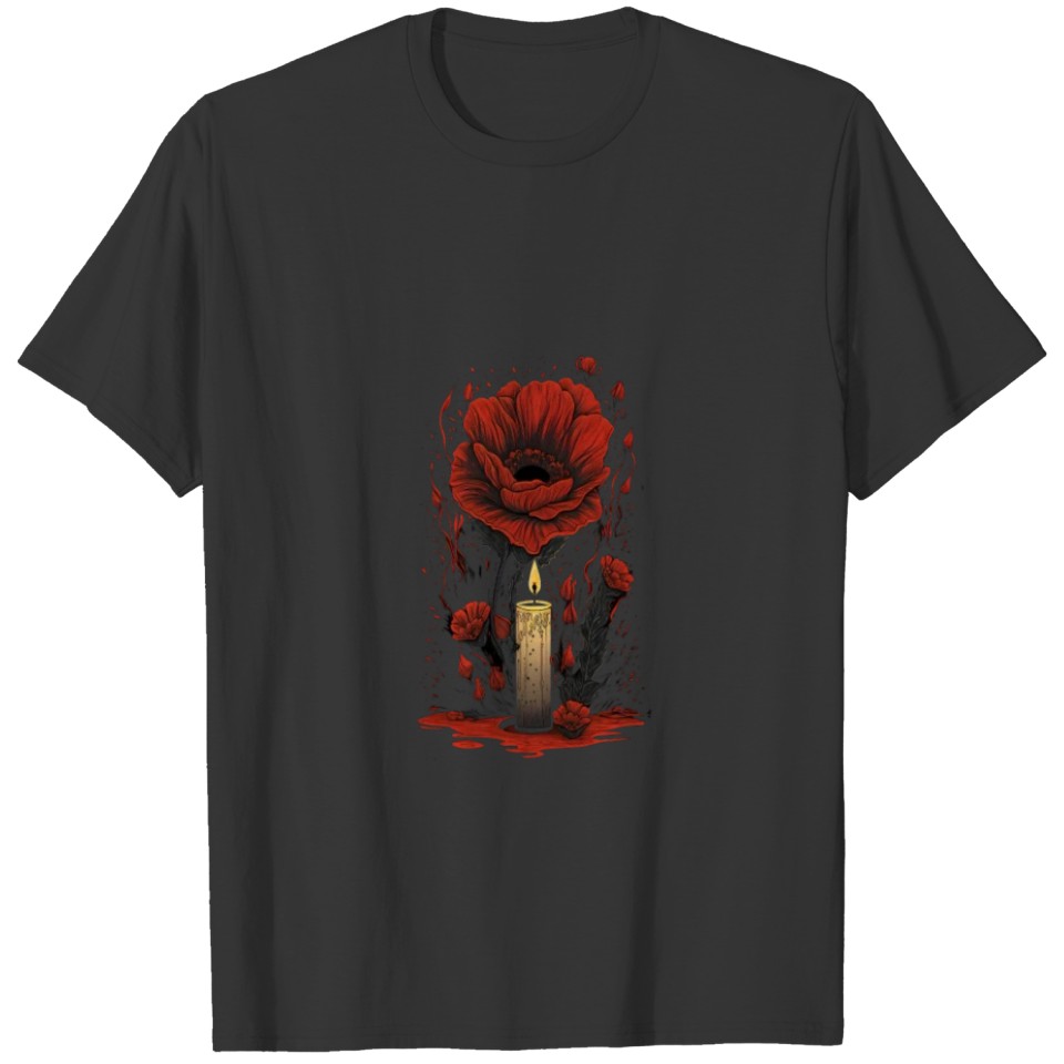 Memorial Day Red Poppy Flower Candle USA Flag 4th T Shirts