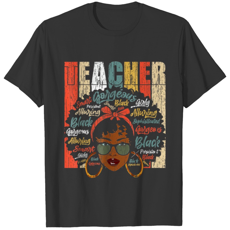Black Smart Teacher Afro Love Melanin African Amer T Shirts