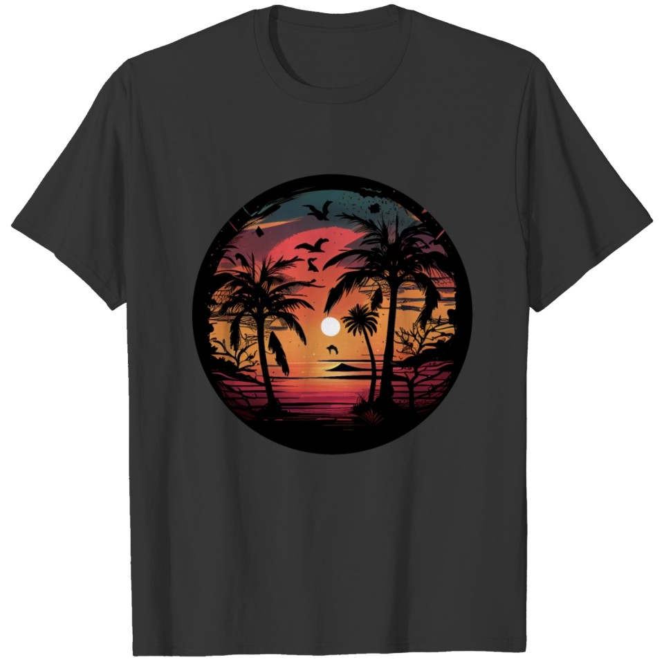 Colorful Beach Sunset Design - Tropical Vibes T Shirts