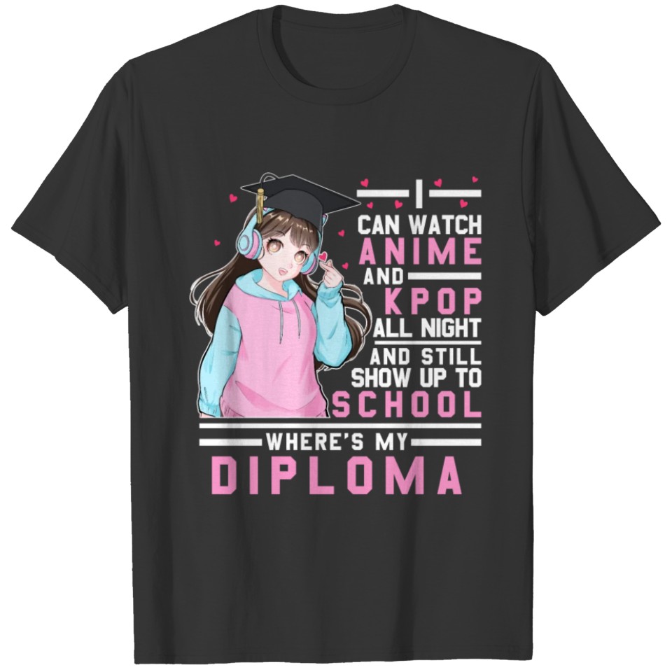 Watch Anime And KPOP All Night Funny School Girl G T Shirts