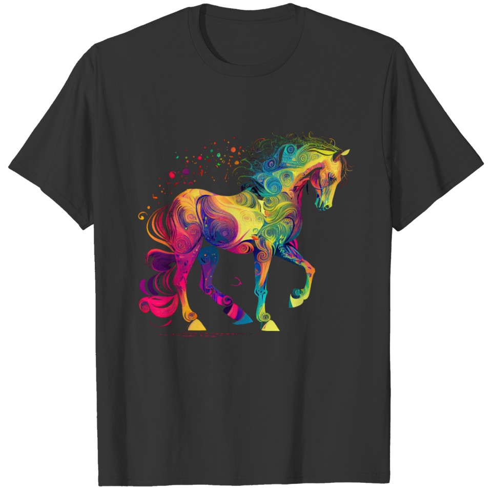 Horse Cute Pony Colorful Horse Racing Breed Design T Shirts