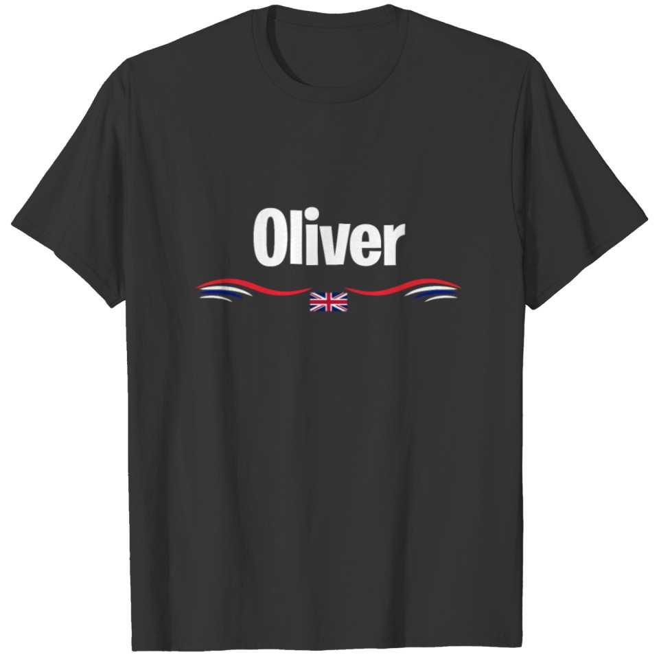 UK Flag Oliver England Men British Birthday Name T Shirts