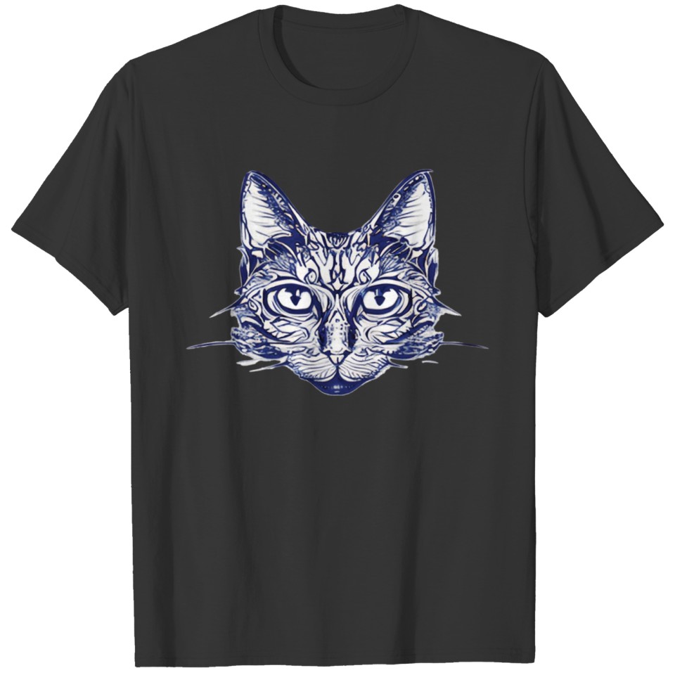 Gothic black and white abstract cat T Shirts