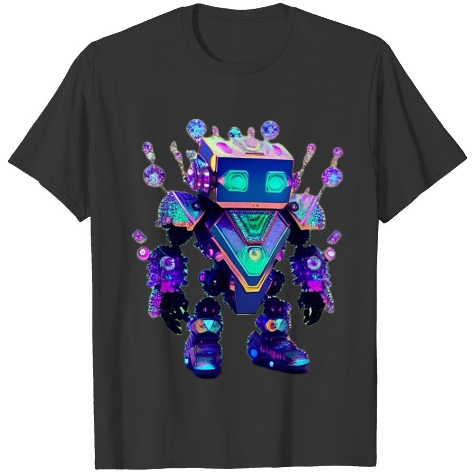 Gemstone Guardian Robot Made of Sparkling Crystals T Shirts