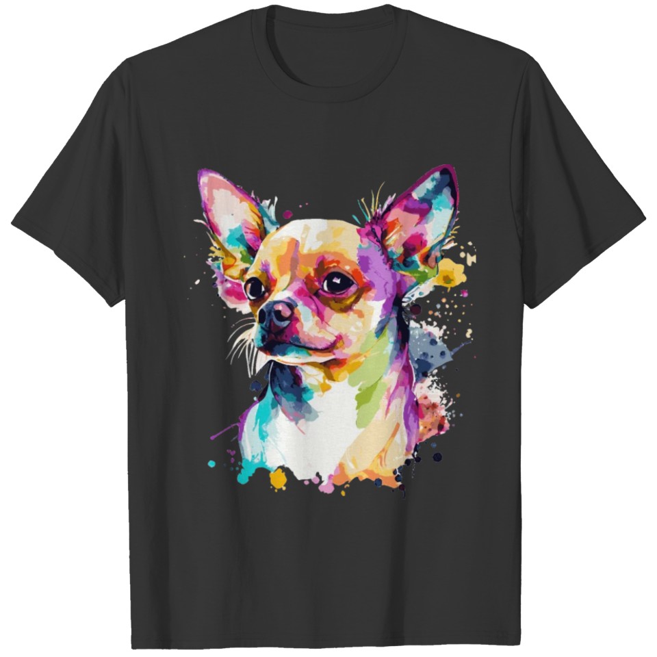 Watercolor Chihuahua Cute Colorful Pet Dog T Shirts