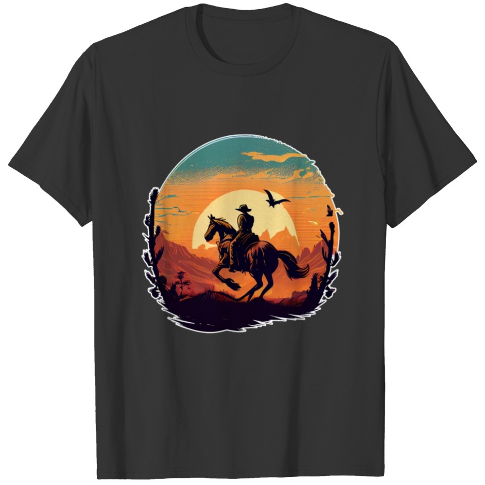 Horse Rider Lover Retro Vintage Sunset Horse Girl T Shirts