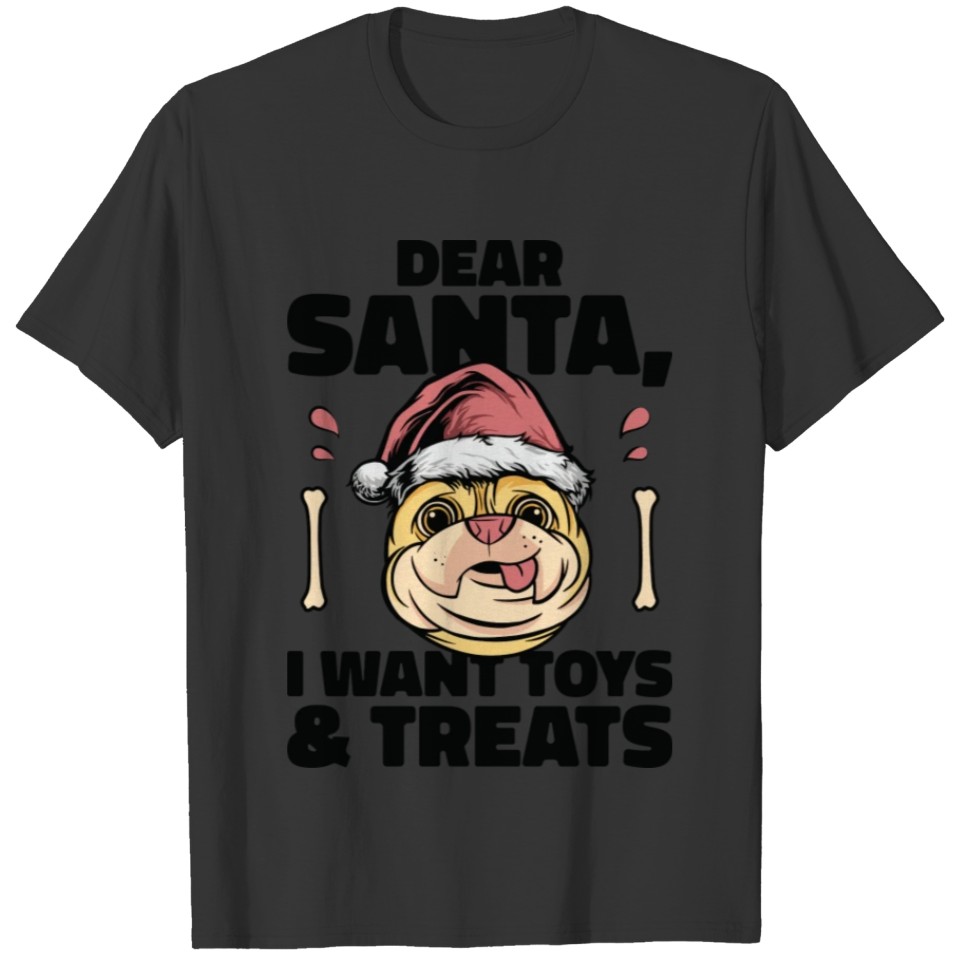 Dear Santa Dog Pug Pet Christmas Holiday T Shirts