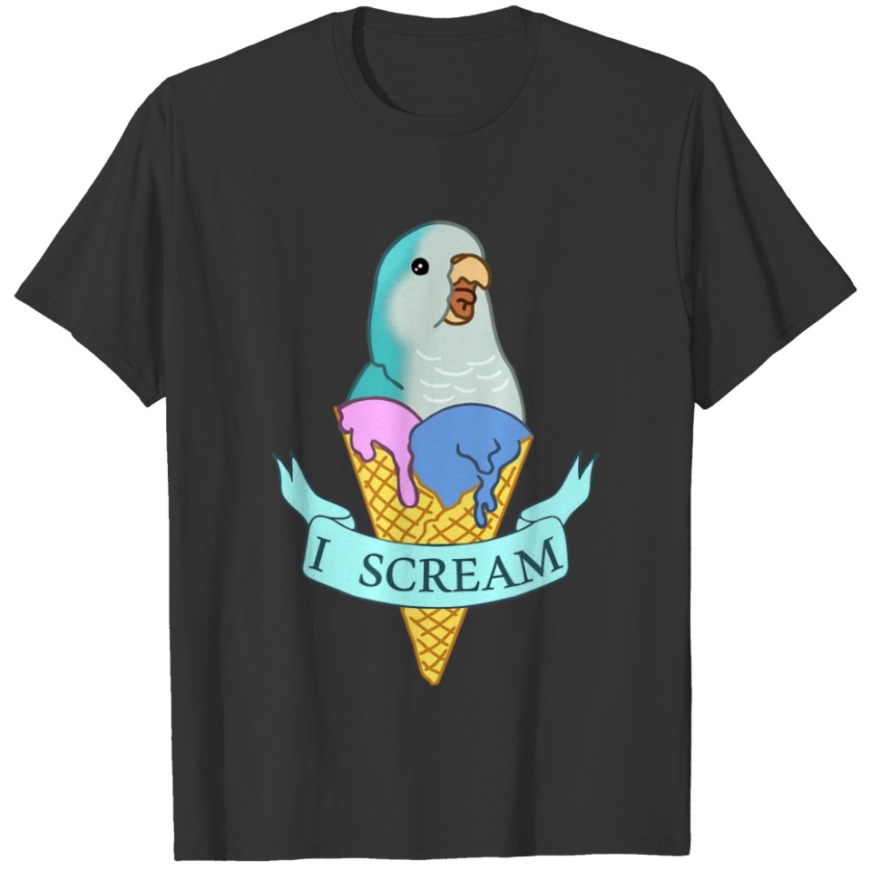 I scream Quaker Parrot Funny Ice cream Blue Monk T Shirts