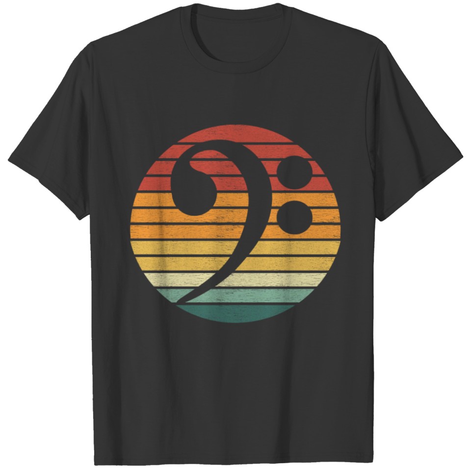 Bass Clef - Vintage Sunset Bassist T Shirts