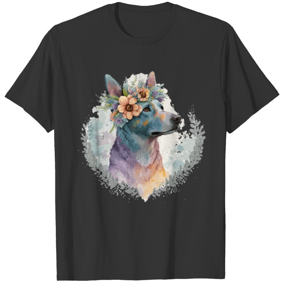 Cute Australian Cattle Dog Flower Crown Pet Dog Br T Shirts