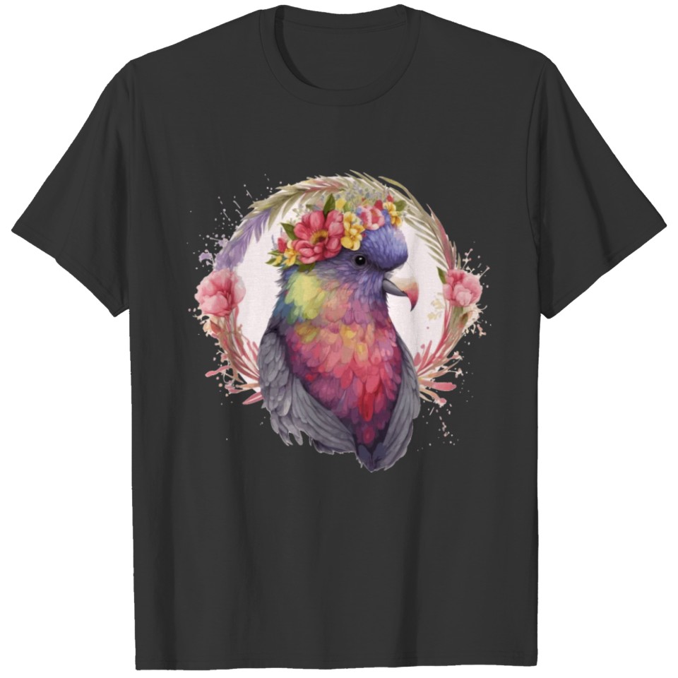 Artistic Lorykeet Parrot Red Lory Bird Flower Crow T Shirts
