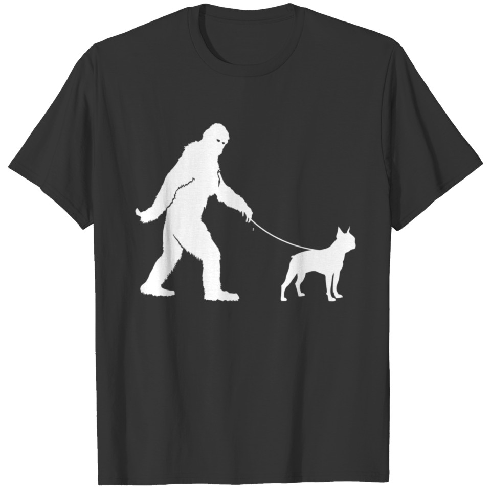 Bigfoot Fun Boston Terrier Dog Sasquatch T Shirts