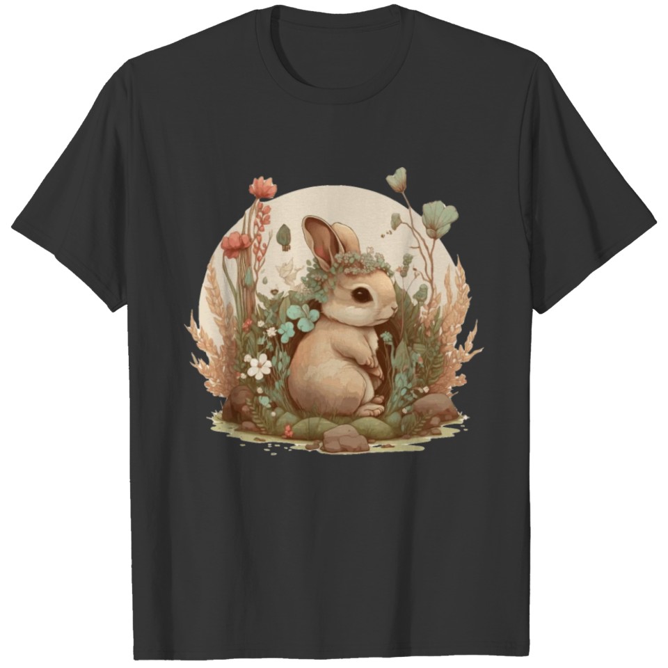 Cottagecore Cute Baby Bunny Rabbit Watercolor Flow T Shirts