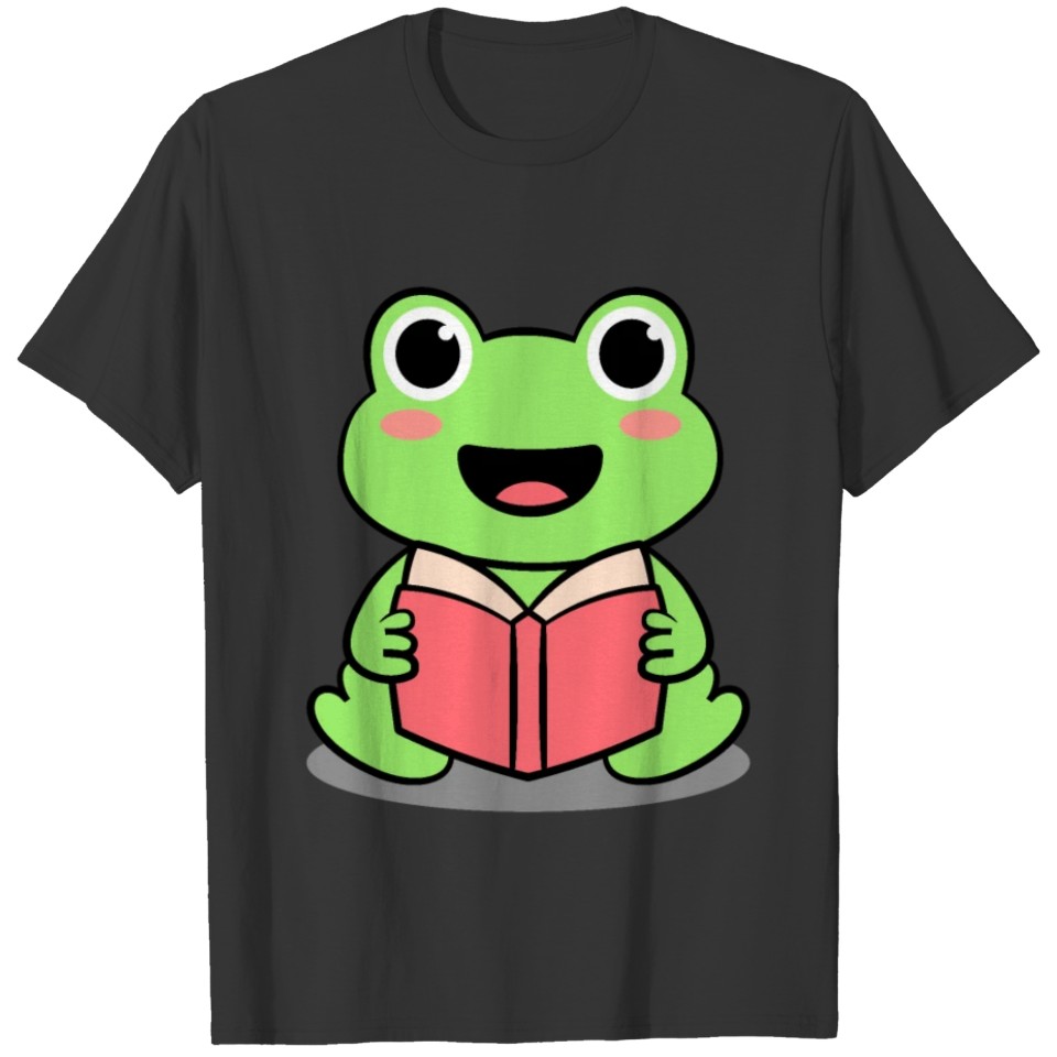 Cute Frog Reading Book Kawaii T Shirts