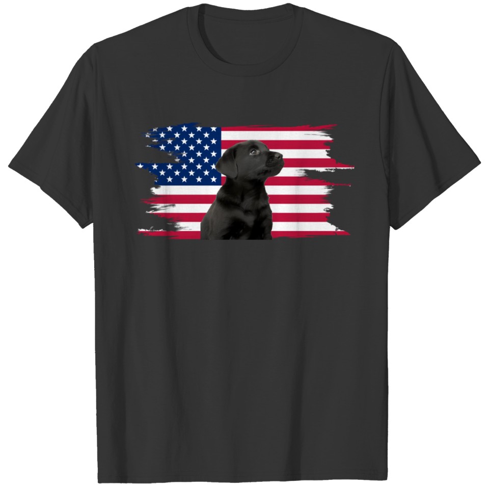 American Flag Dog Black Lab Puppy T Shirts