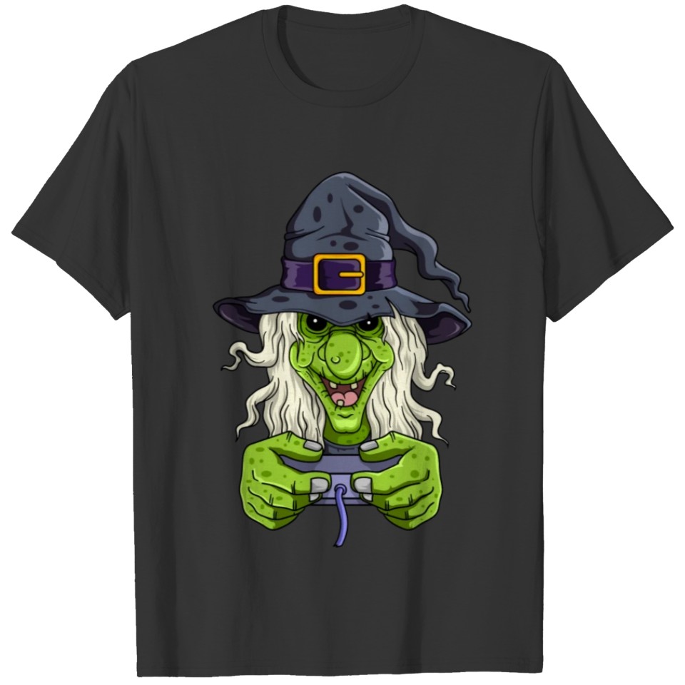 Gaming Halloween Witch Gamer Boys Girls T Shirts