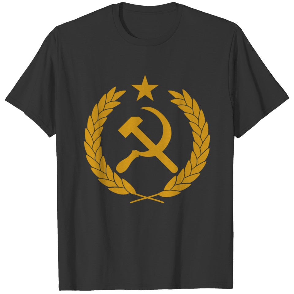 Hammer and Sickle - Yellow Communist Emblem T Shirts