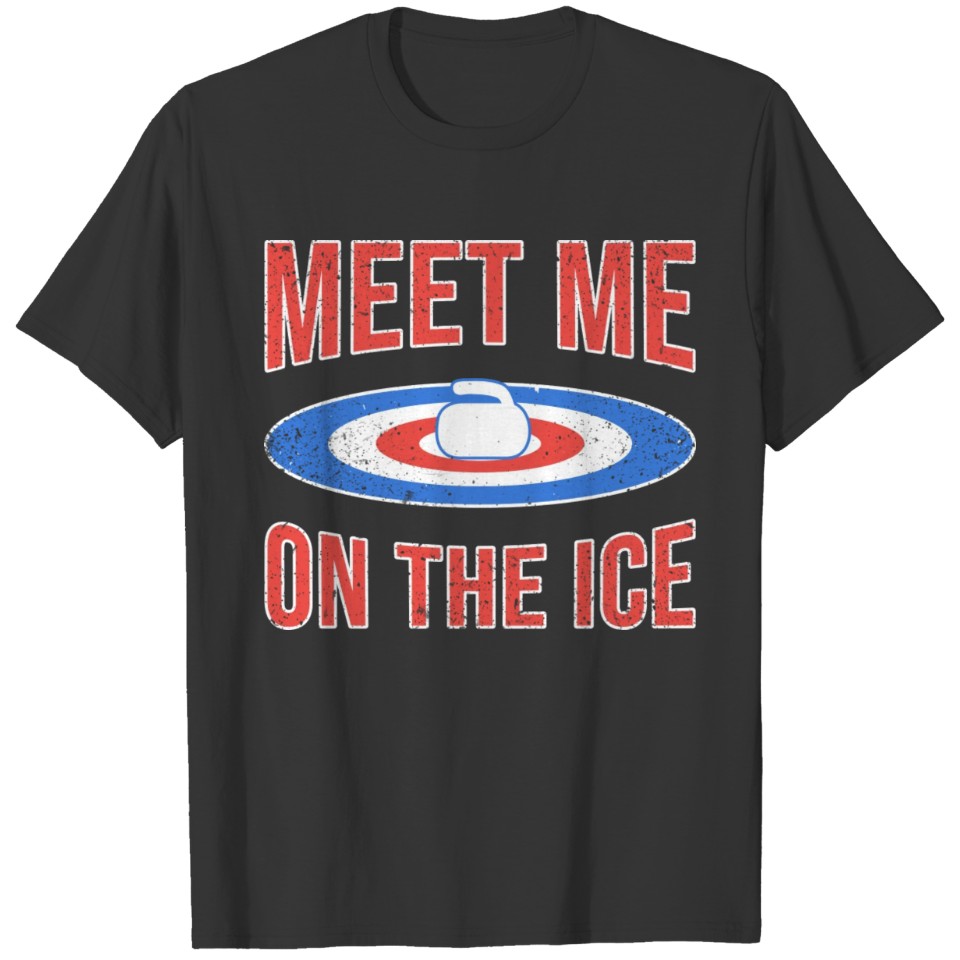 Meet Me On The Ice Curling blue music T Shirts