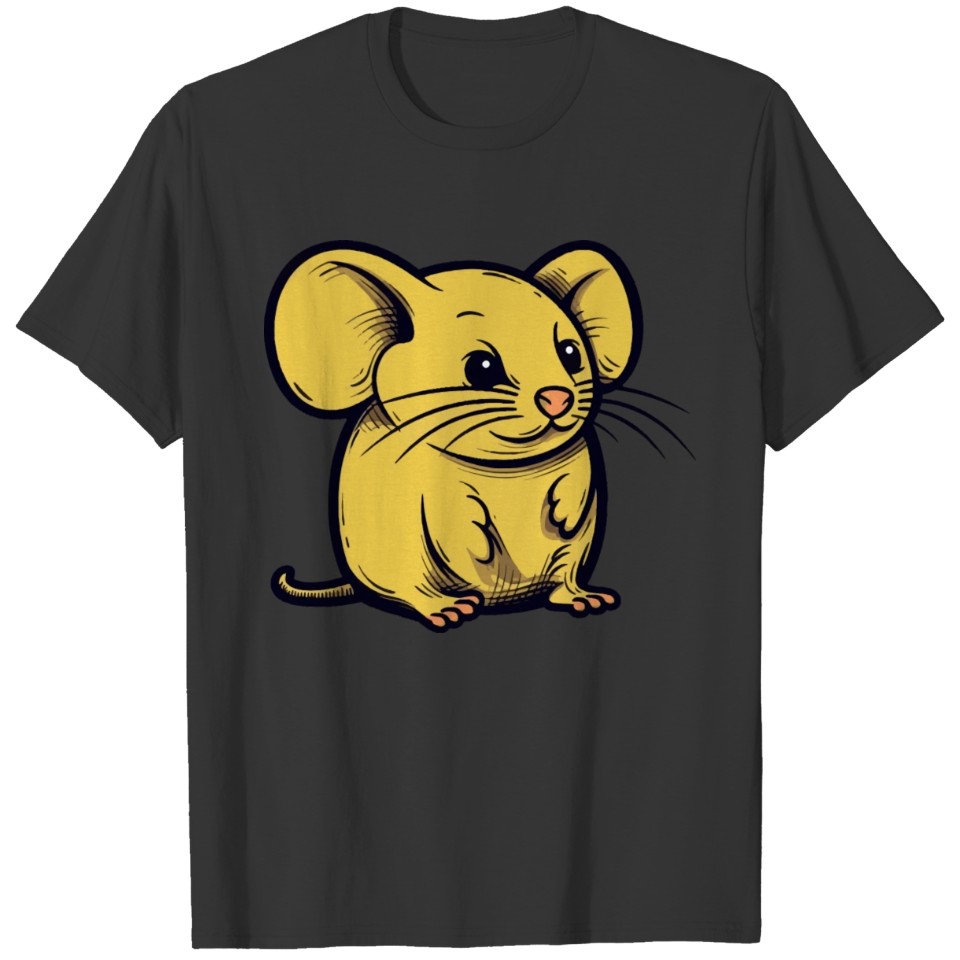 Adorable Yellow Mouse Character Vector Art T Shirts