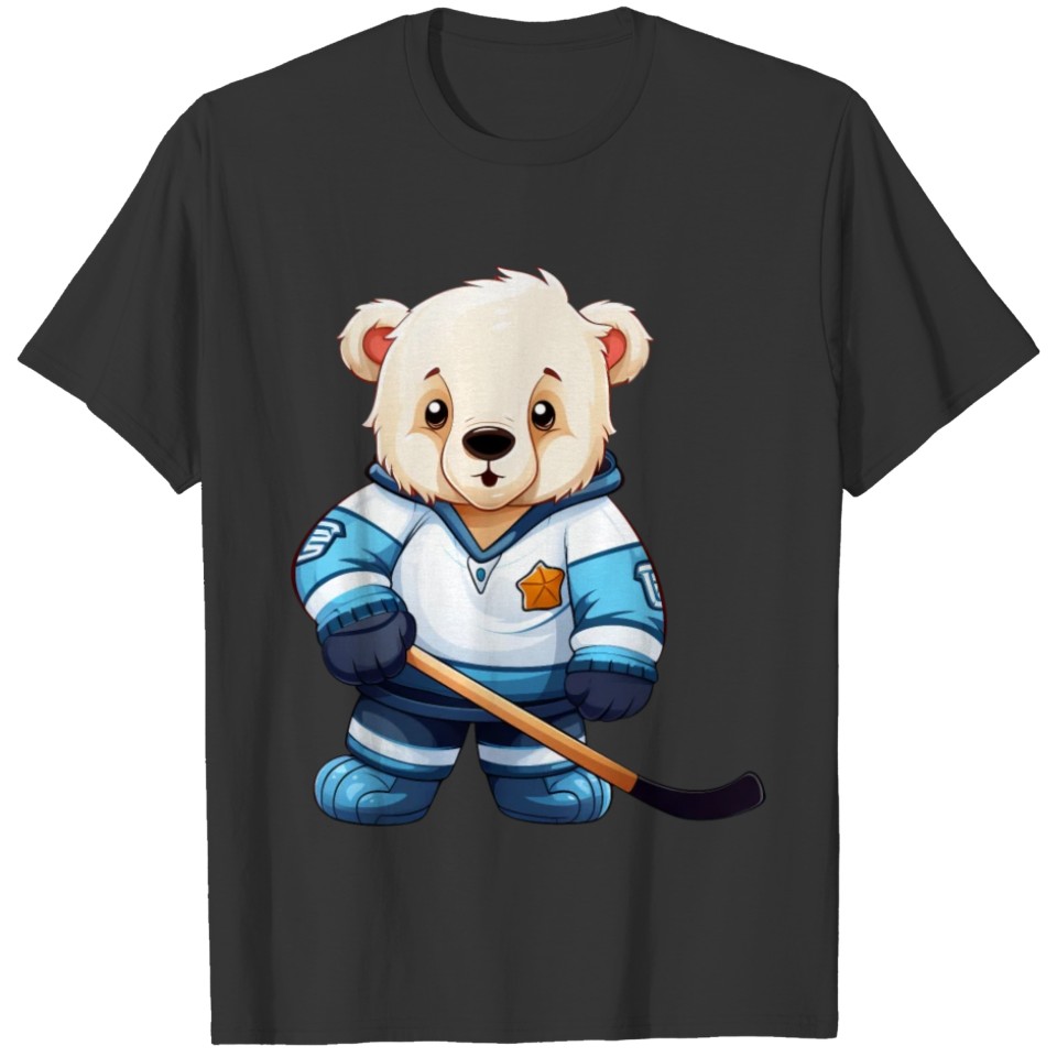Polar Bear Playing Ice Hockey, Athletic Animal Des T Shirts