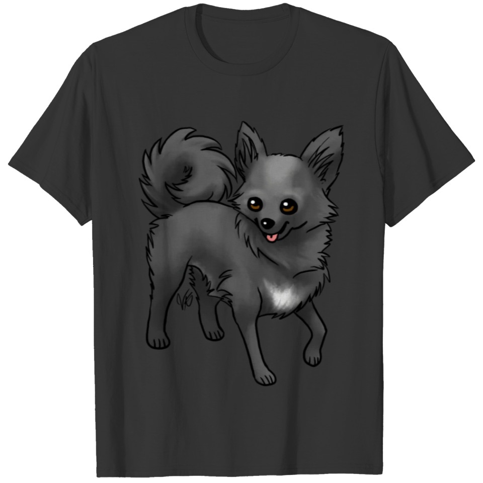 Dog Chihuahua Long Haired Black T Shirts