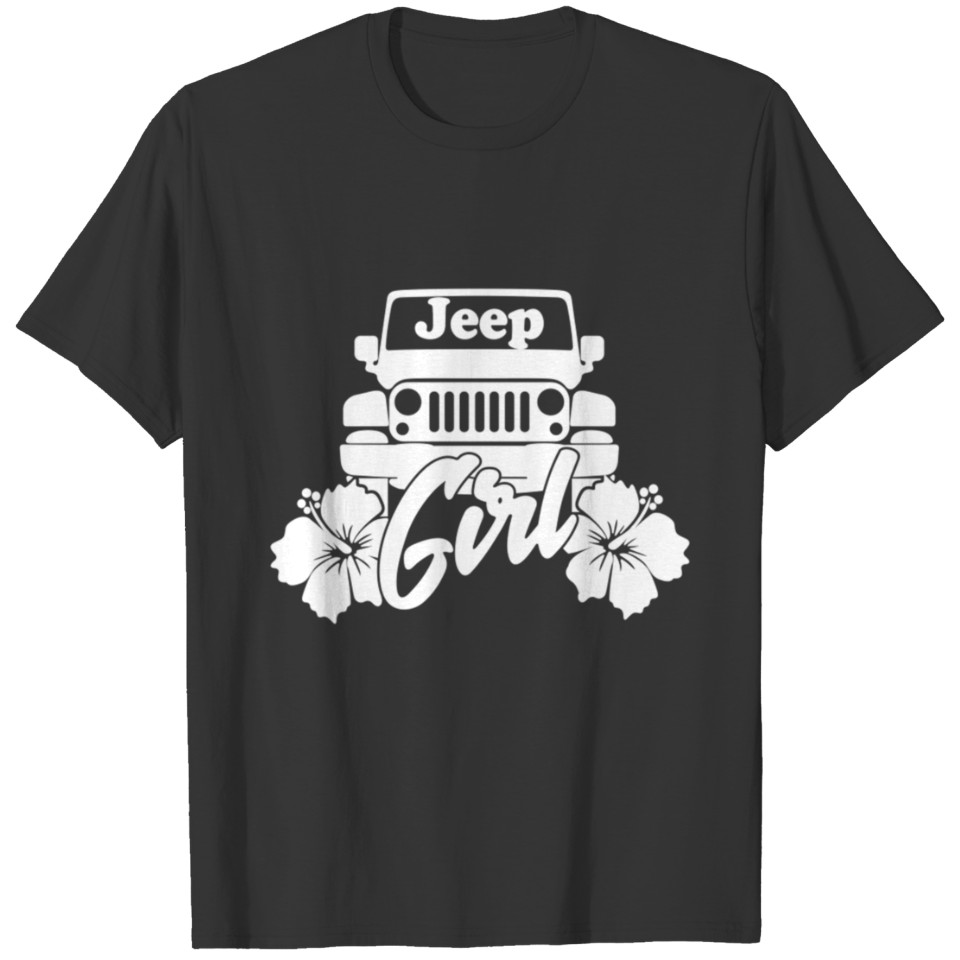 Jeep Girl Flower - White T Shirts