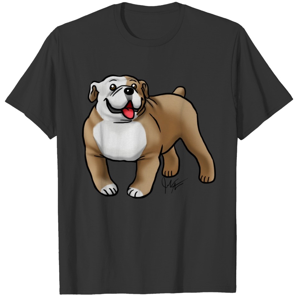 Dog English Bulldog Brown And White T Shirts
