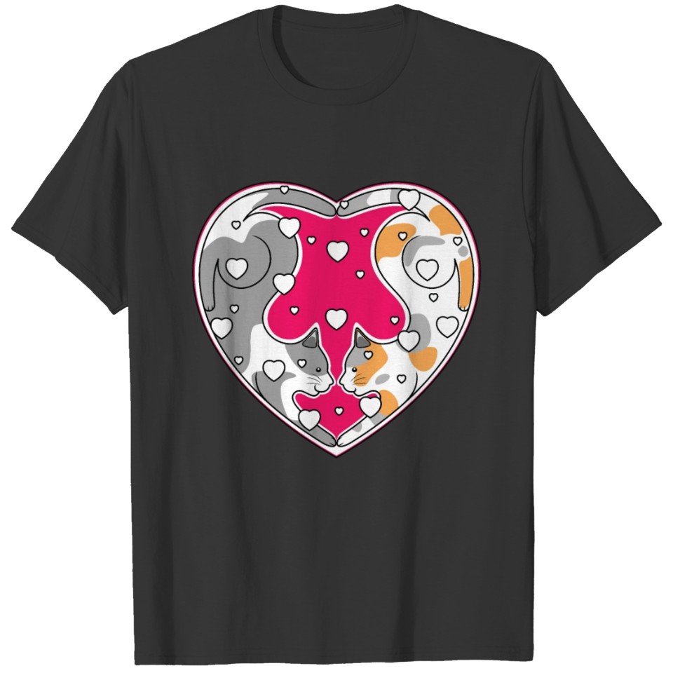 Calico Cat Love Couple T Shirts