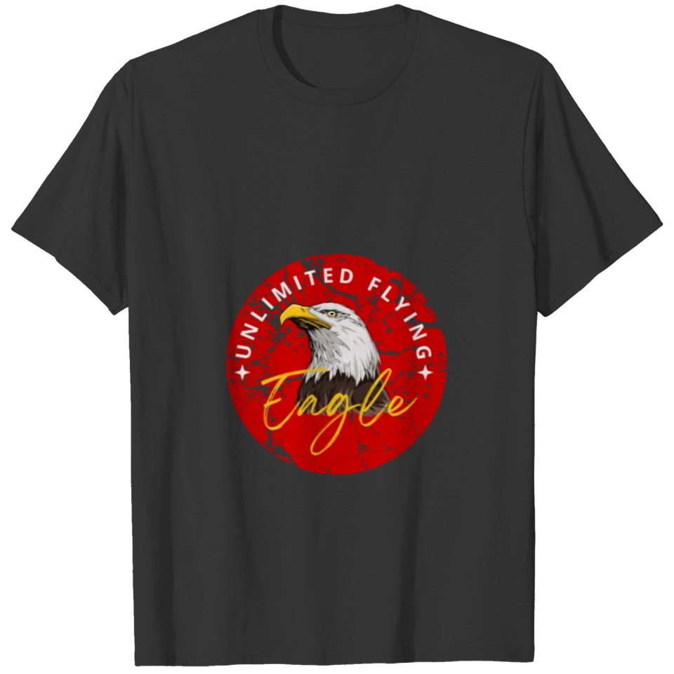 Black Red Illustrated Eagle T Shirts