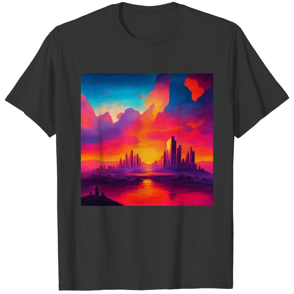 A surreal, abstract design of a sunset T Shirts