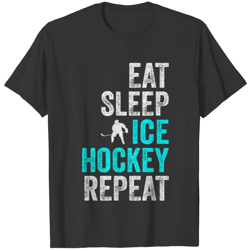 Funny Ice Hockey T Shirts Men Boys Kids Eat Sleep
