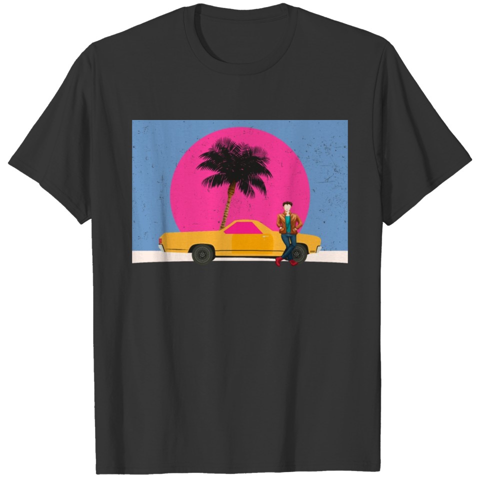 Yellow Car with Palm Tree T Shirts