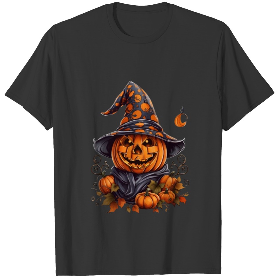 Halloween cute pumpkin with wizard hat. T Shirts
