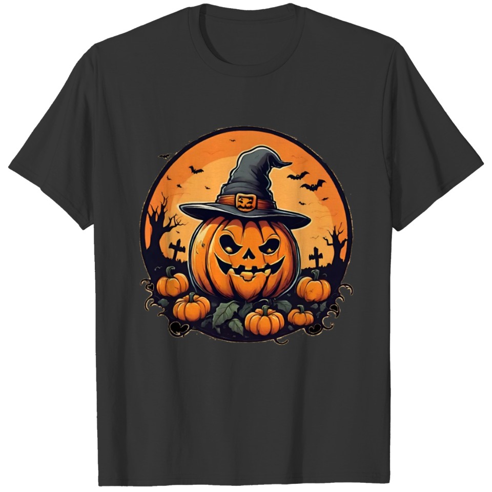 funny Halloween Pumpkin moon ghost bat cute T Shirts