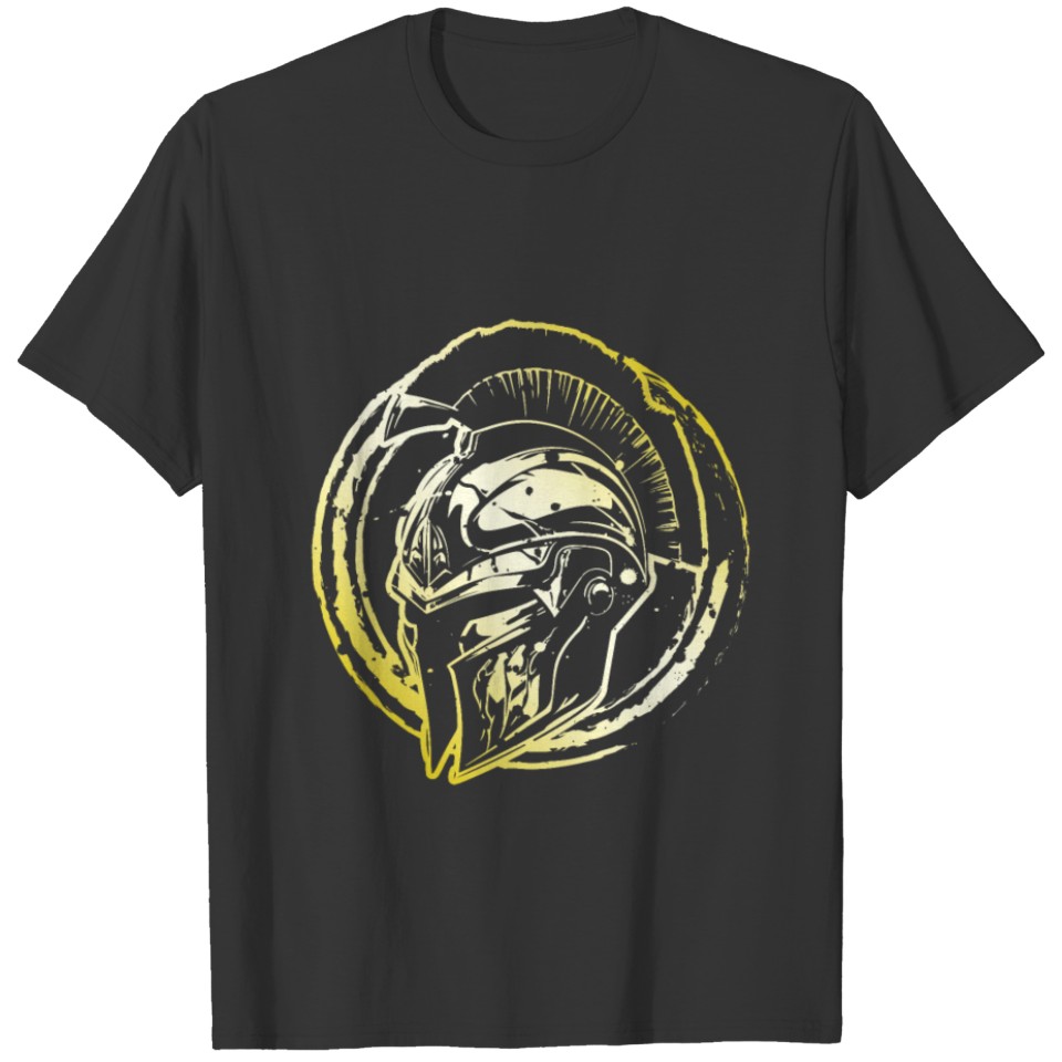Gold Spartan Helmet Gym Gladiator Fighter T Shirts