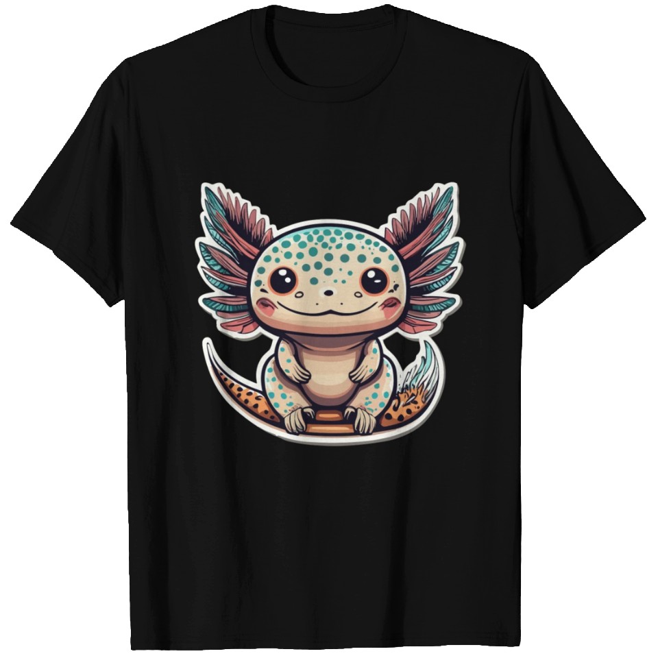 Girls Red Axolotl Cartoon Printed T-Shirt With Flared Pants Sets main image 0