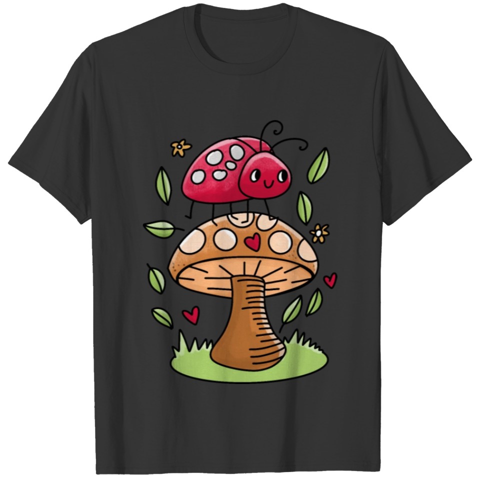 Cute little red bug on The Mushrooms T Shirts