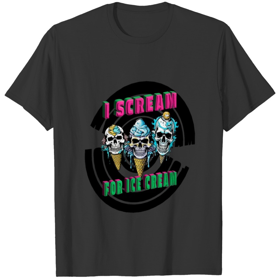 I Scream For Ice Cream - Brain Freeze Skulls T Shirts