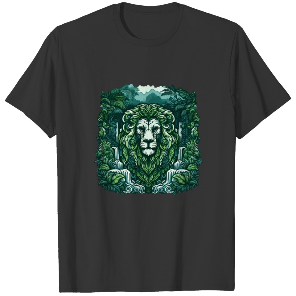 Abstract Lion in Lush Jungle T Shirts