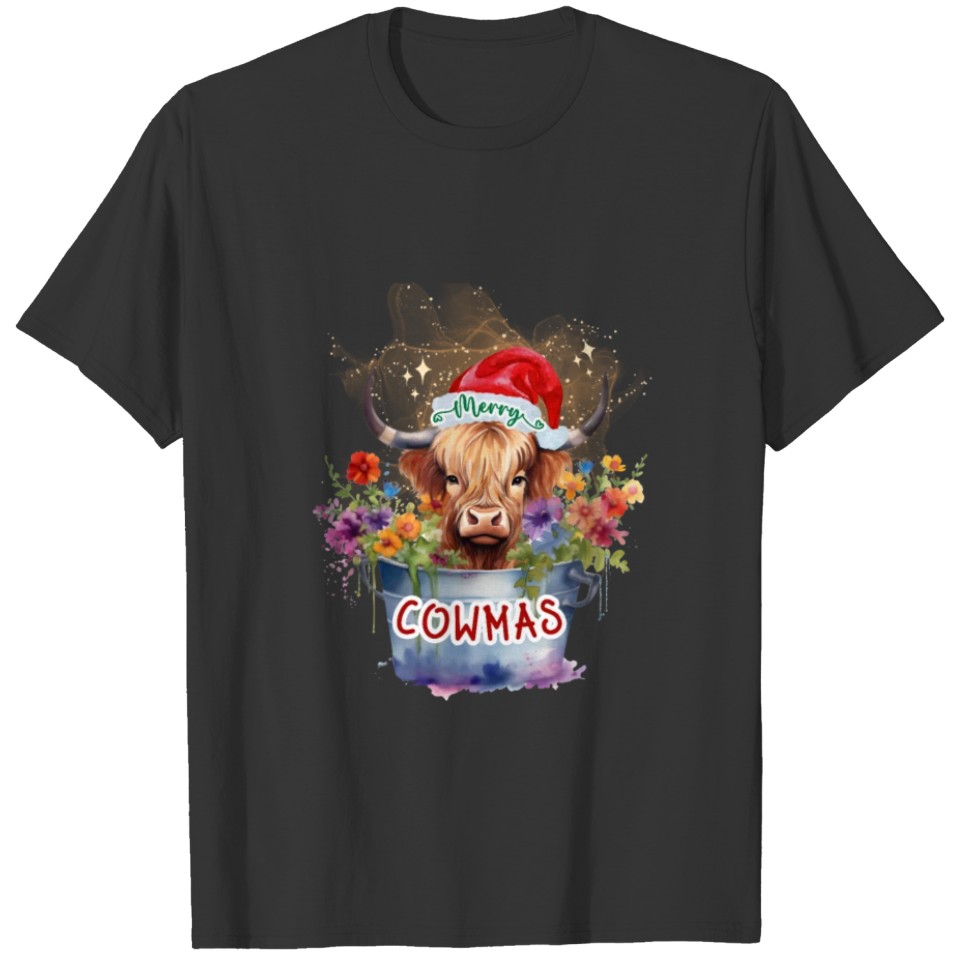 Merry Cowmas - Christmas highland cow cute baby co T Shirts