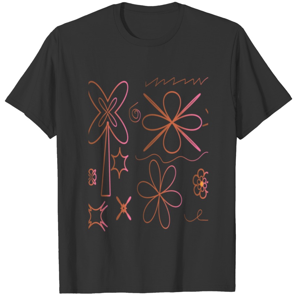 White over black abstract line art flower T Shirts