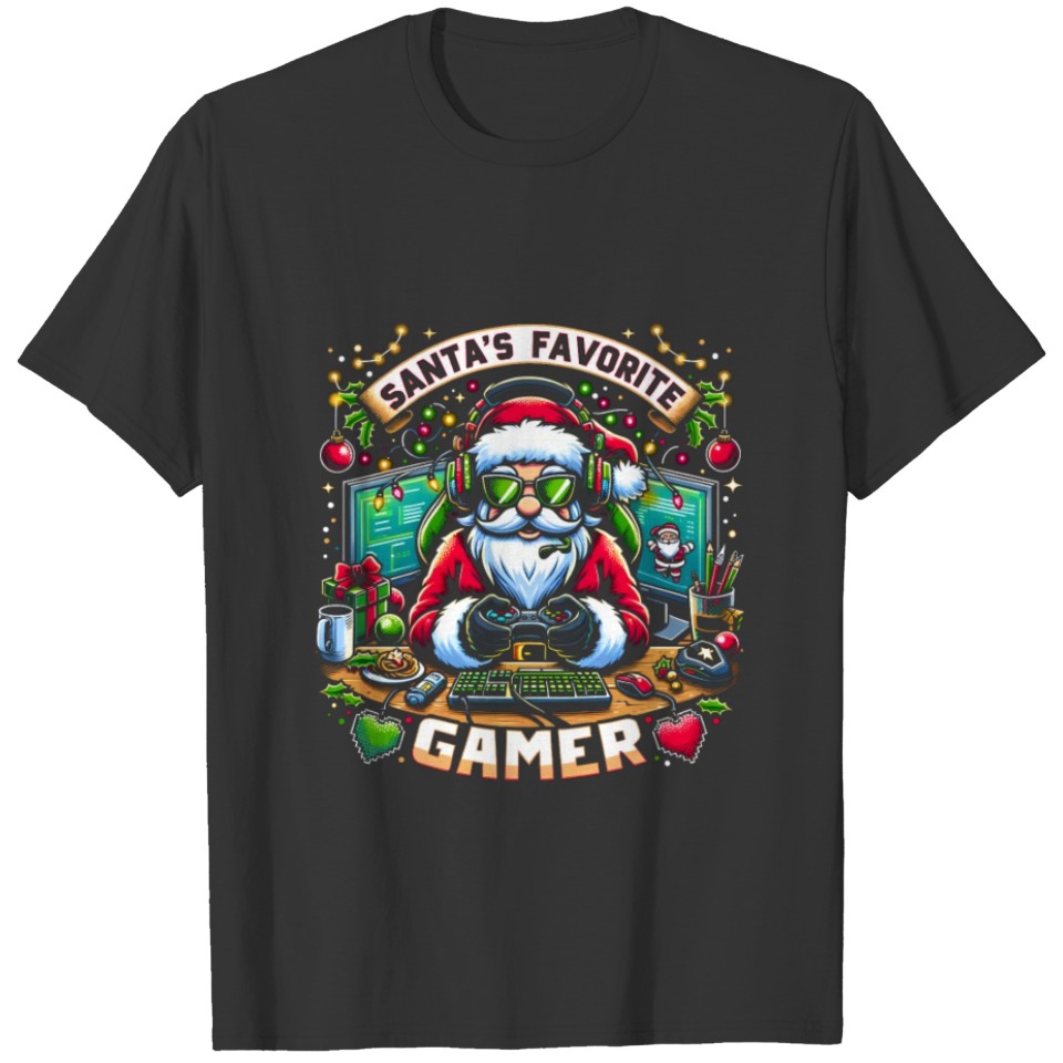 Xmas Gaming Santa Claus Gamer T Shirts