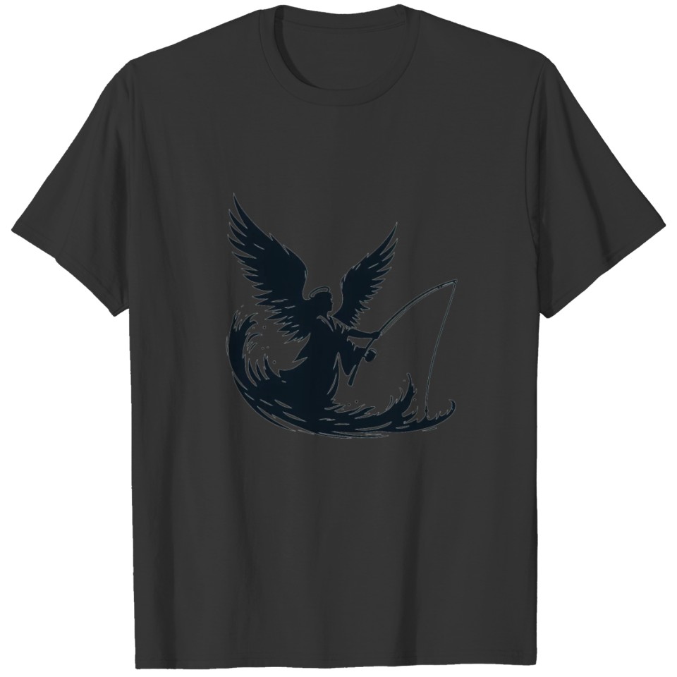 Angel with Fishing Rod Design - Cute and Heavenly T Shirts