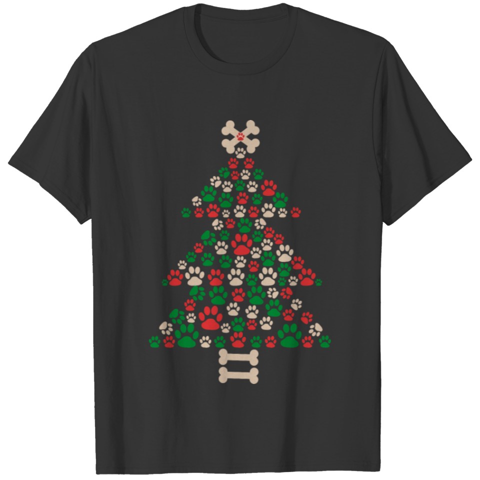 Paw Prints Dog Christmas Tree T Shirts