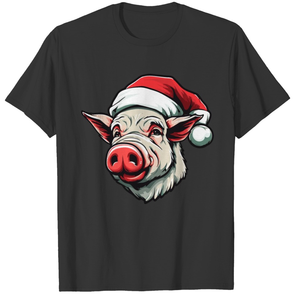 Pig Christmas animal head sow T Shirts
