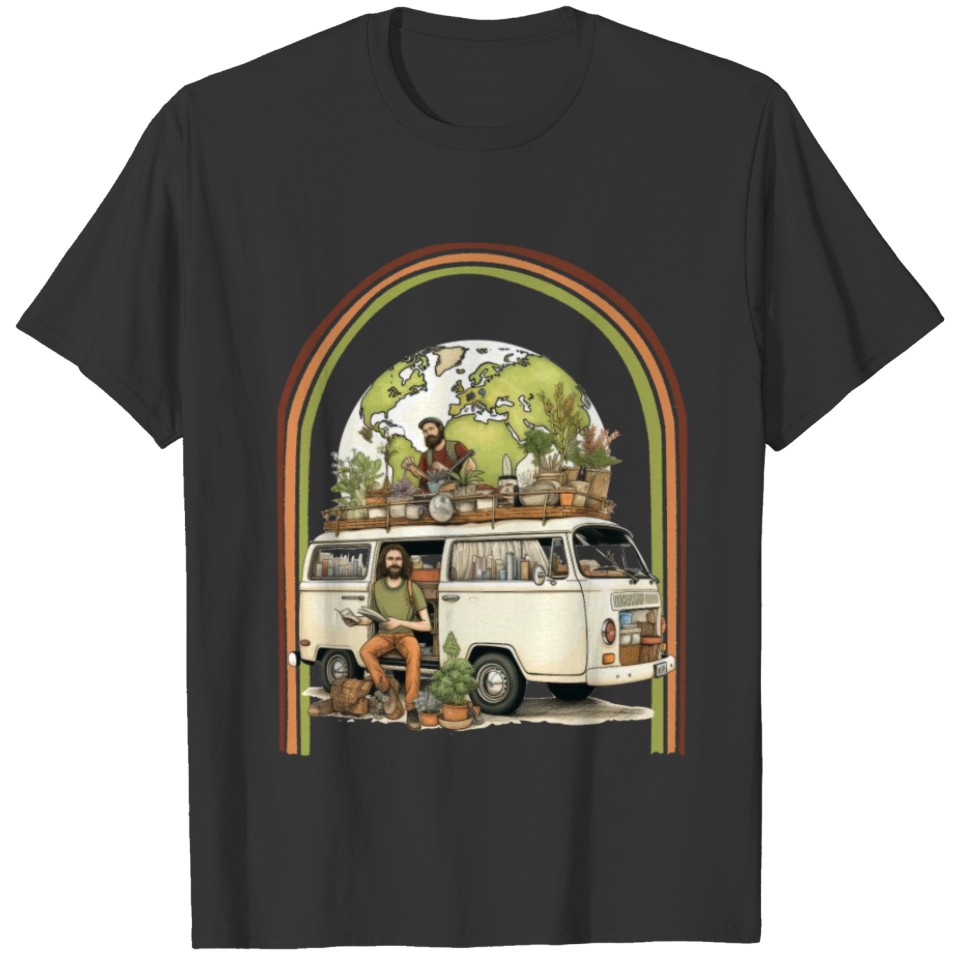 Earth Day Hippie Van Retro T Shirts