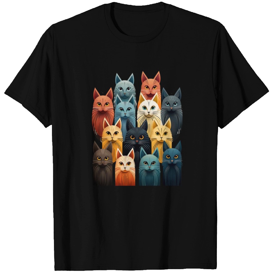 Elegant Cat Print T Shirt